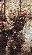 CARPACCIO, Vittore The Arrival of the Pilgrims in Cologne (detail) oil